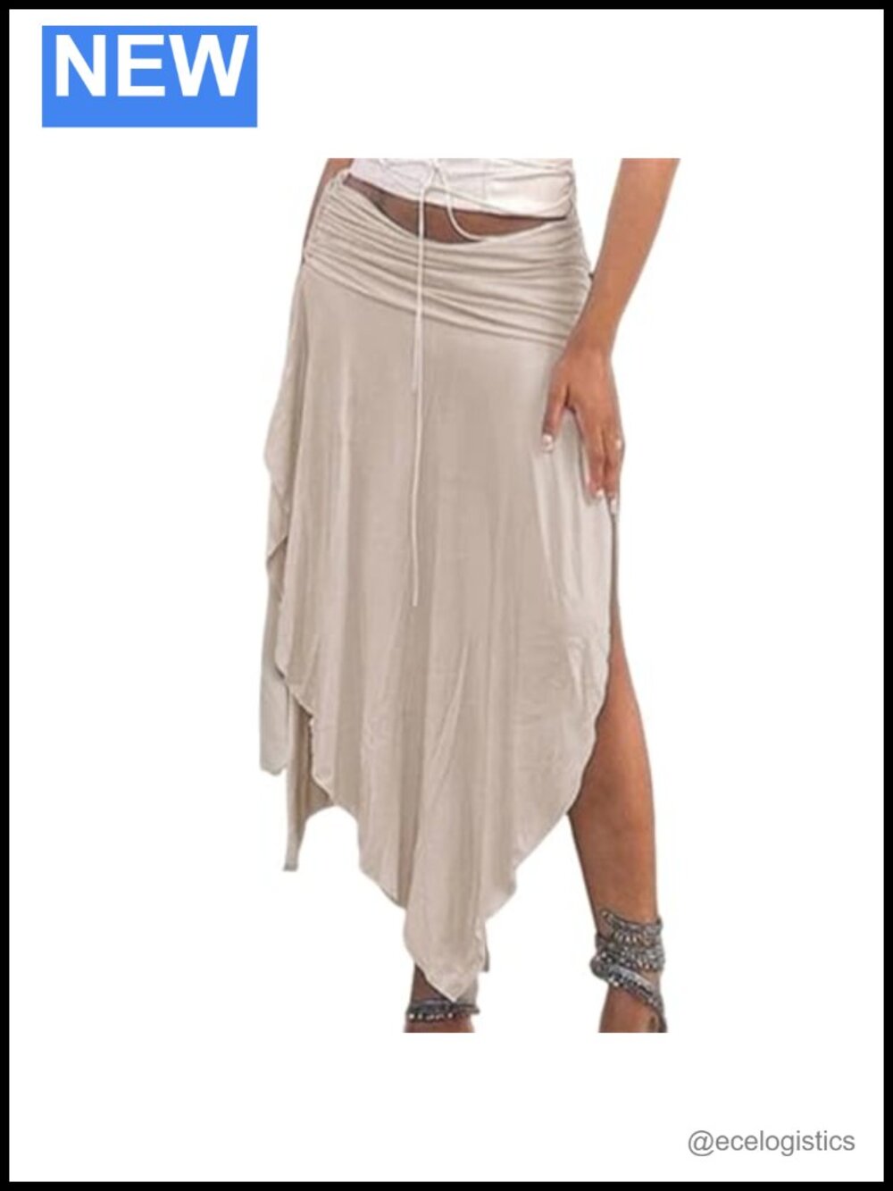 Flowy Asymmetrical High Low Maxi Skirt with Side Slit